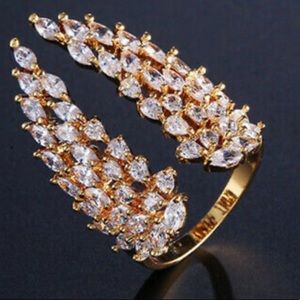 New 18k gold plated diamond wings adjustable Ring